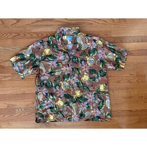 Vintage Joe Kealoha Reyn Spooner Brown Button Up Hawaiian Shirt Men's Size Large